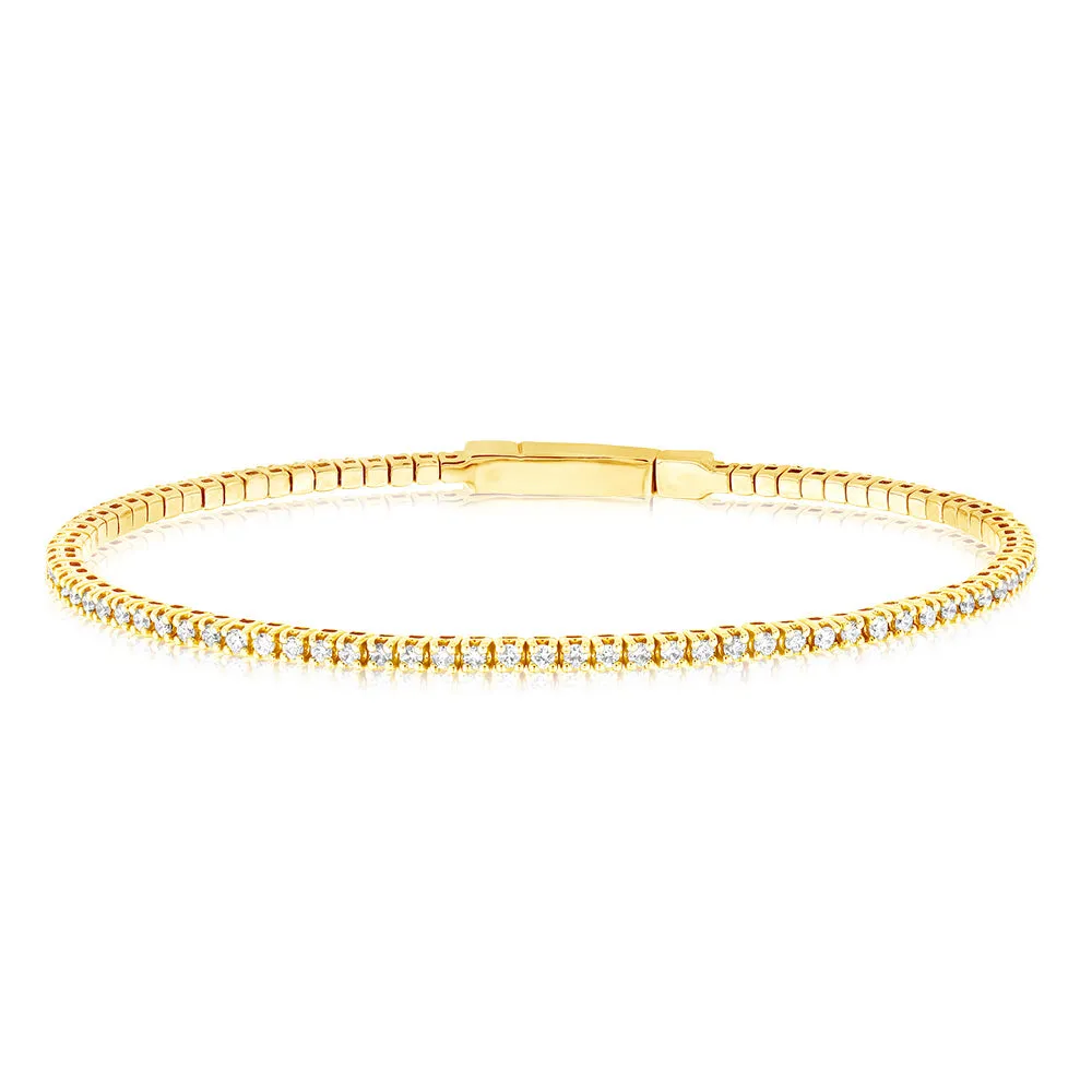 0.95 Carat Diamond Bangle in 14ct Yellow Gold