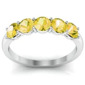 1.00cttw Shared Prong Yellow Sapphire Five Stone Ring