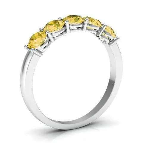 1.00cttw Shared Prong Yellow Sapphire Five Stone Ring