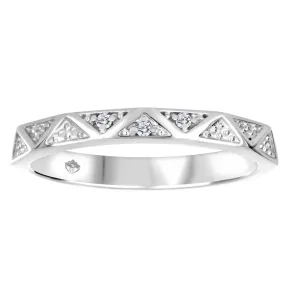 10K White Gold Band with Diamonds and ZigZag Pattern