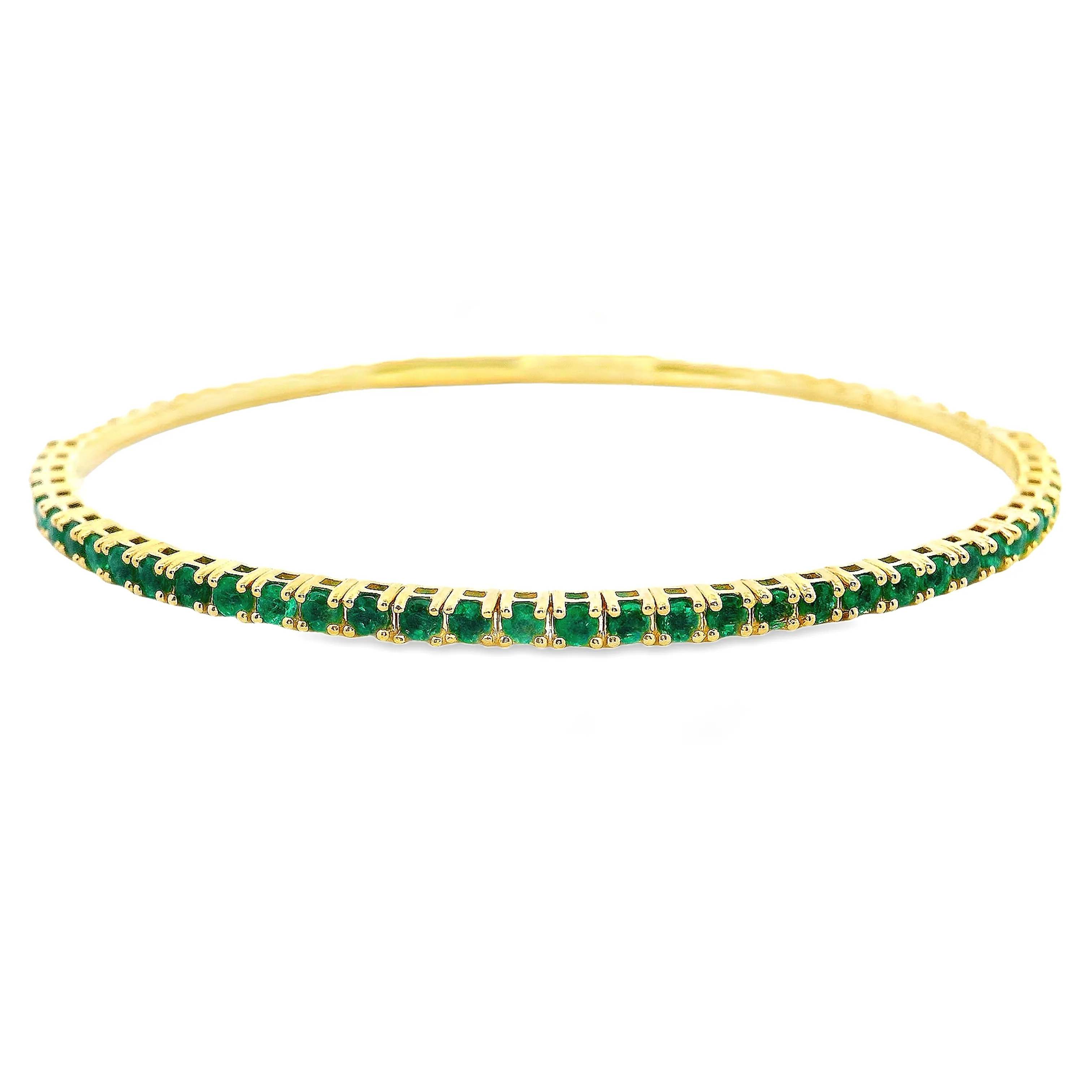 1.30ct 14k Yellow Gold Emerald Bangle