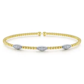 14K 2-Tone Gold Bujukan Diamond Marquise Stations Bangle