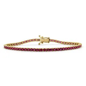 14k Gold & Red Ruby Tennis Bracelet - 3.82ct