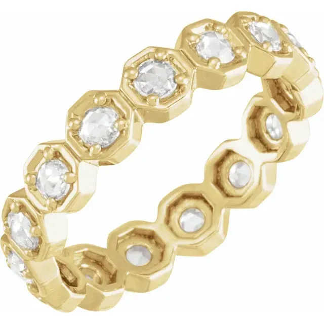 14K Gold Natural Rose-Cut Diamond Eternity Band