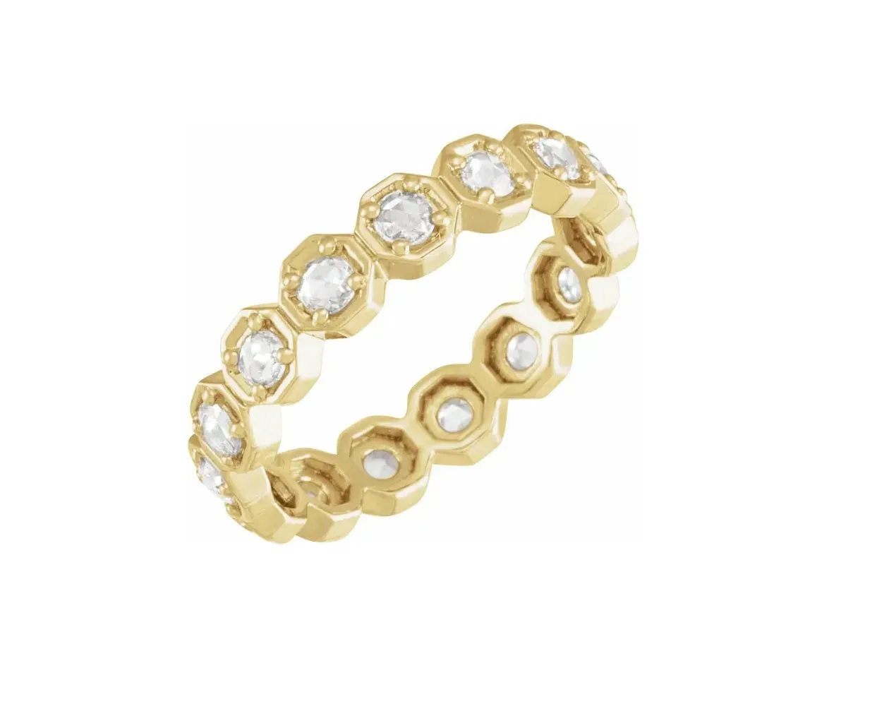 14K Gold Natural Rose-Cut Diamond Eternity Band