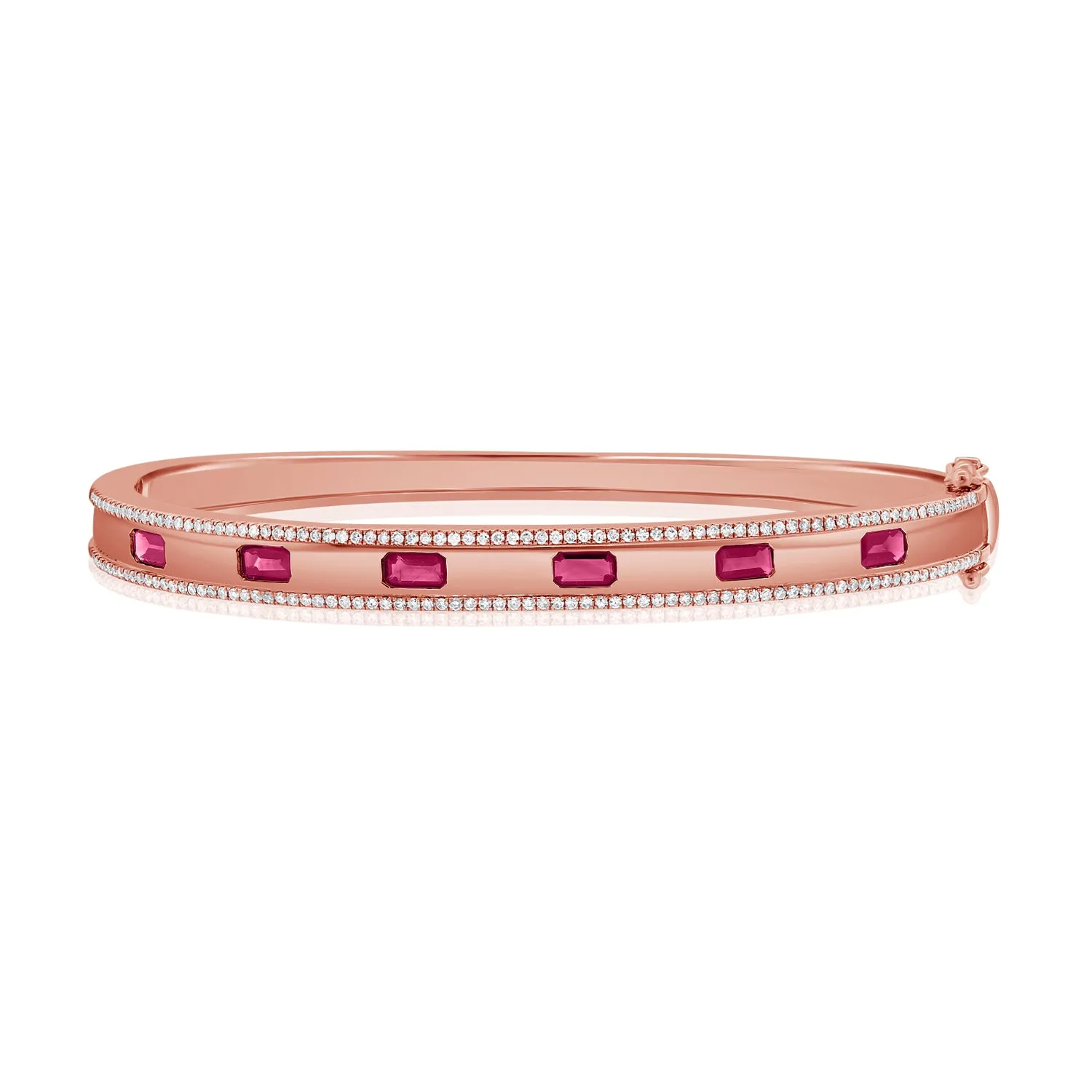 14K Gold Pink Sapphire & Diamond Bangle