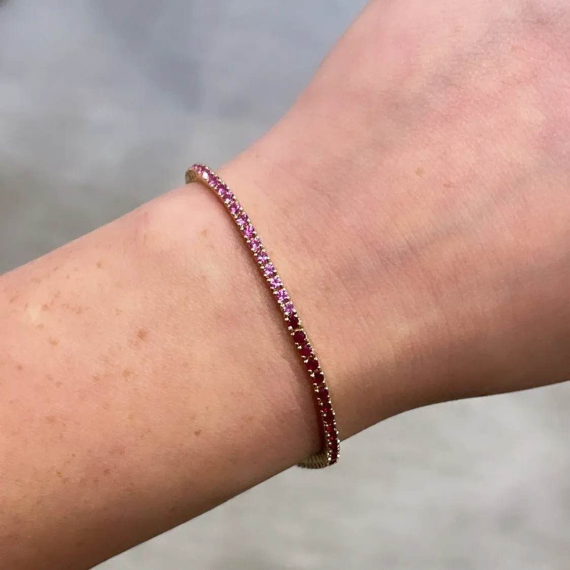 14K GOLD RUBY AND PINK SAPPHIRE KIRA BRACELET