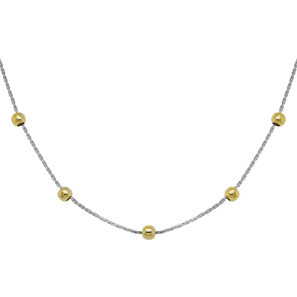 14k Gold Two-Tone Beaded Chain, 16"