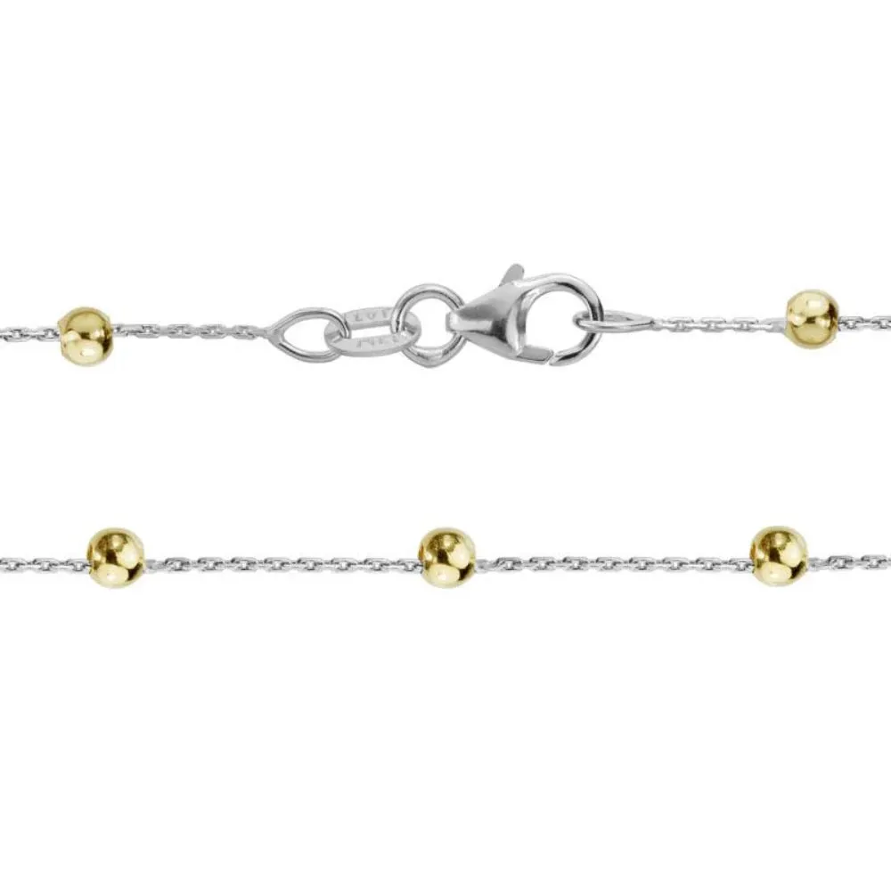 14k Gold Two-Tone Beaded Chain, 16"