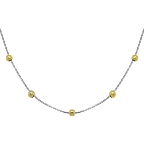 14k Gold Two-Tone Beaded Chain, 16"