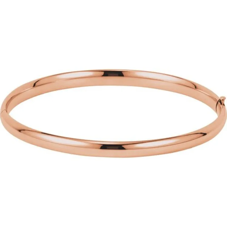 14K Rose 4.75 mm Hinged Bangle 7" Bracelet