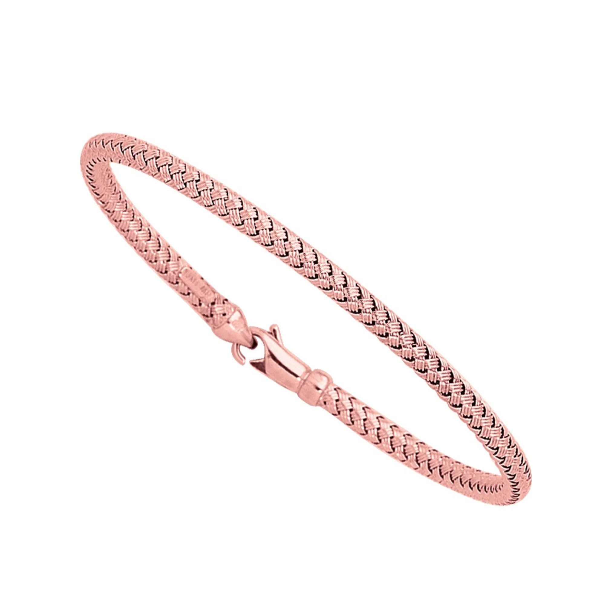 14k Rose Gold Weaved Women's Bangle Bracelet, 7.25"