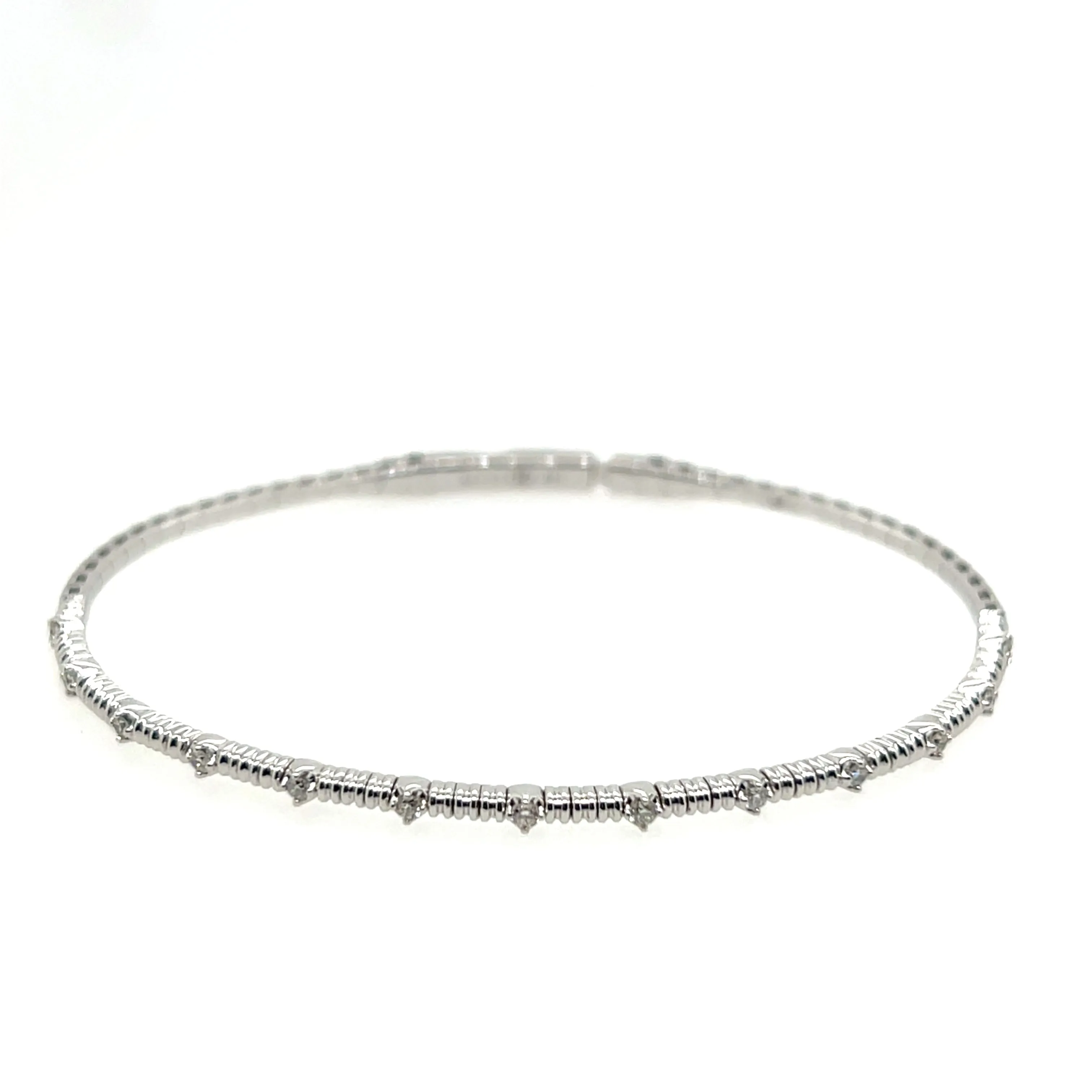 14K White Gold Diamond Bangle