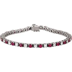 14K White Ruby & 2 3/8 CTW Diamond 7.25" Bracelet