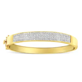 14K Yellow Gold 4.0 Cttw Invisible-Set Princess Cut Diamond ID Bangle Bracelet