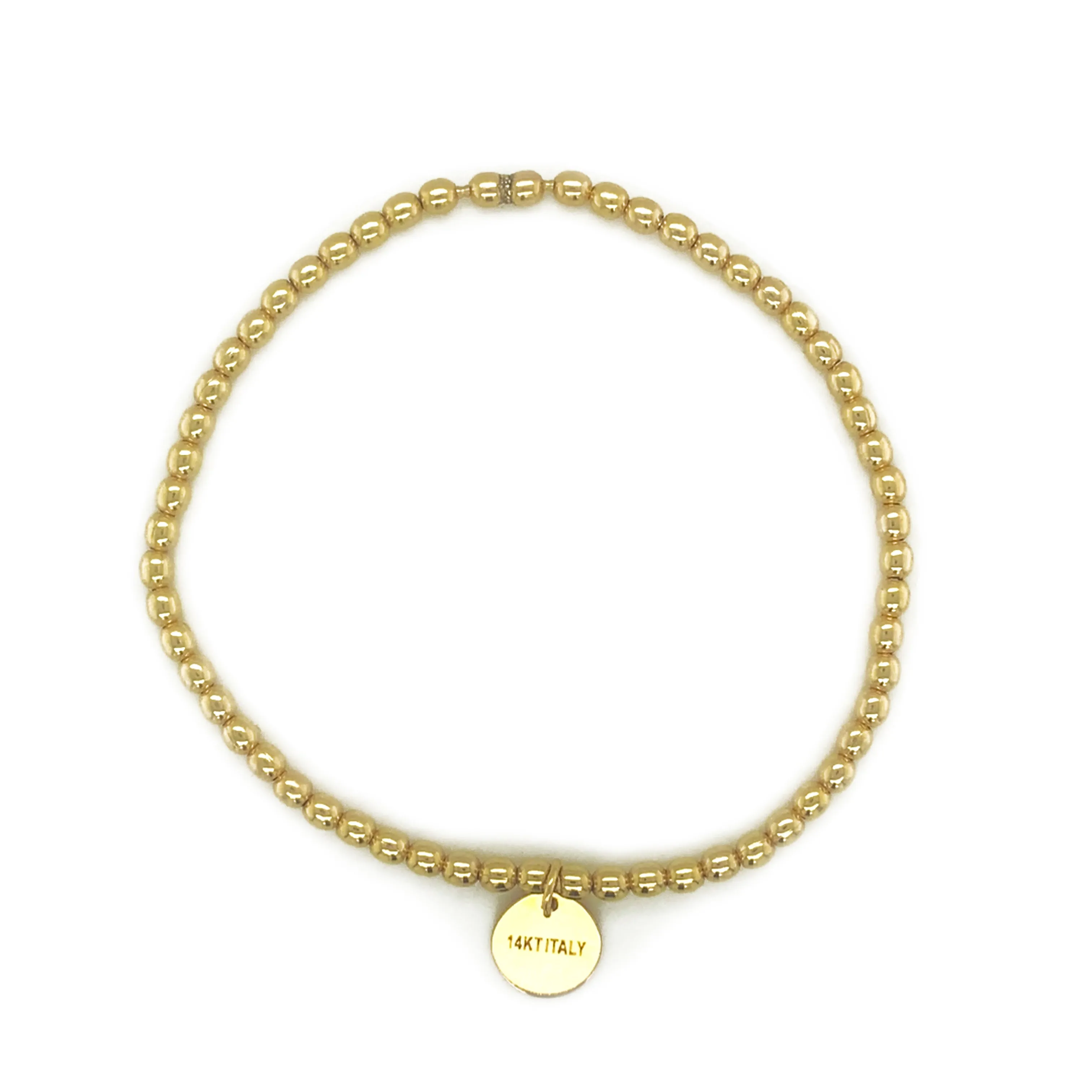 14k Yellow Gold Beaded Stretch Bracelet