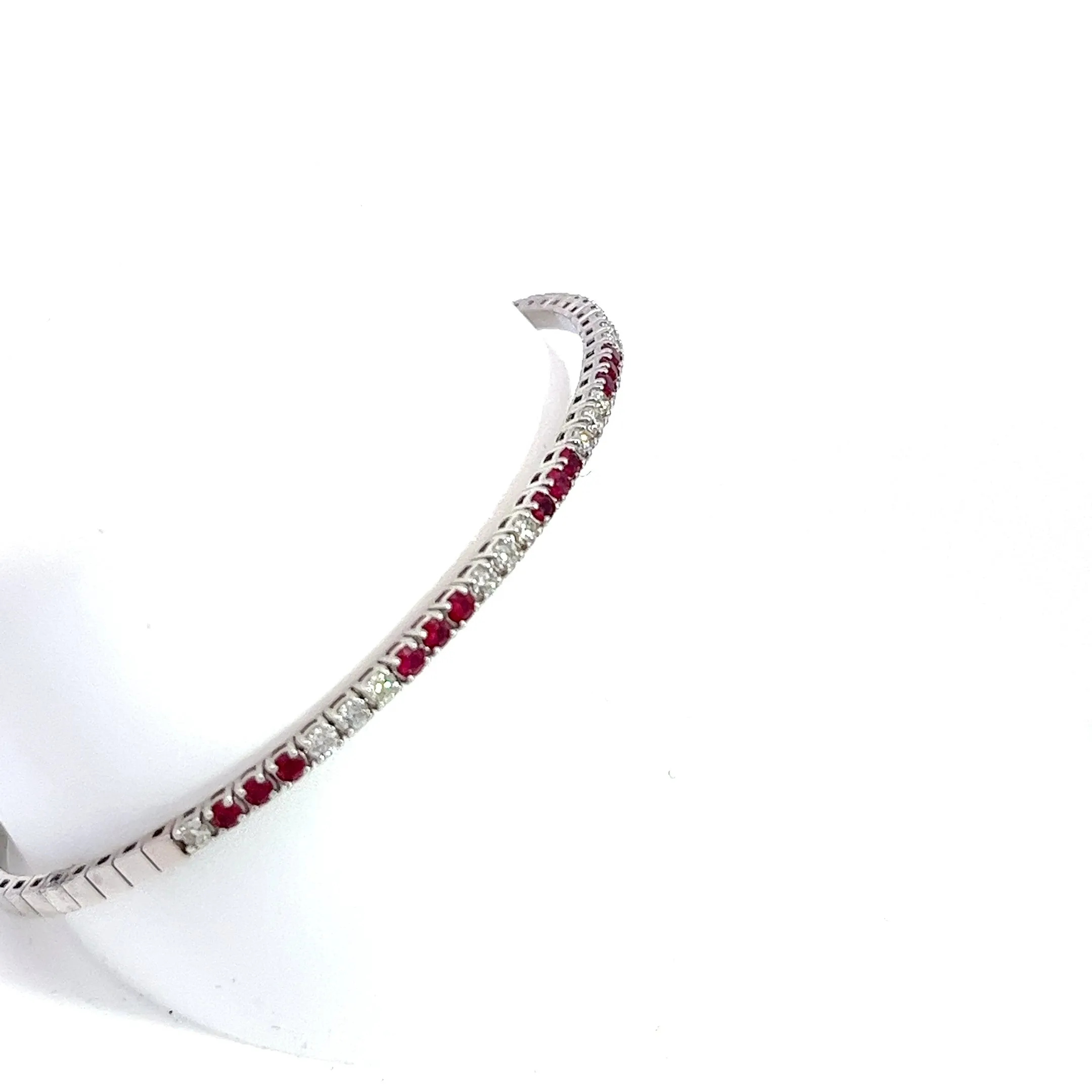 14kt White Gold Ruby and Diamond Bangle Bracelet