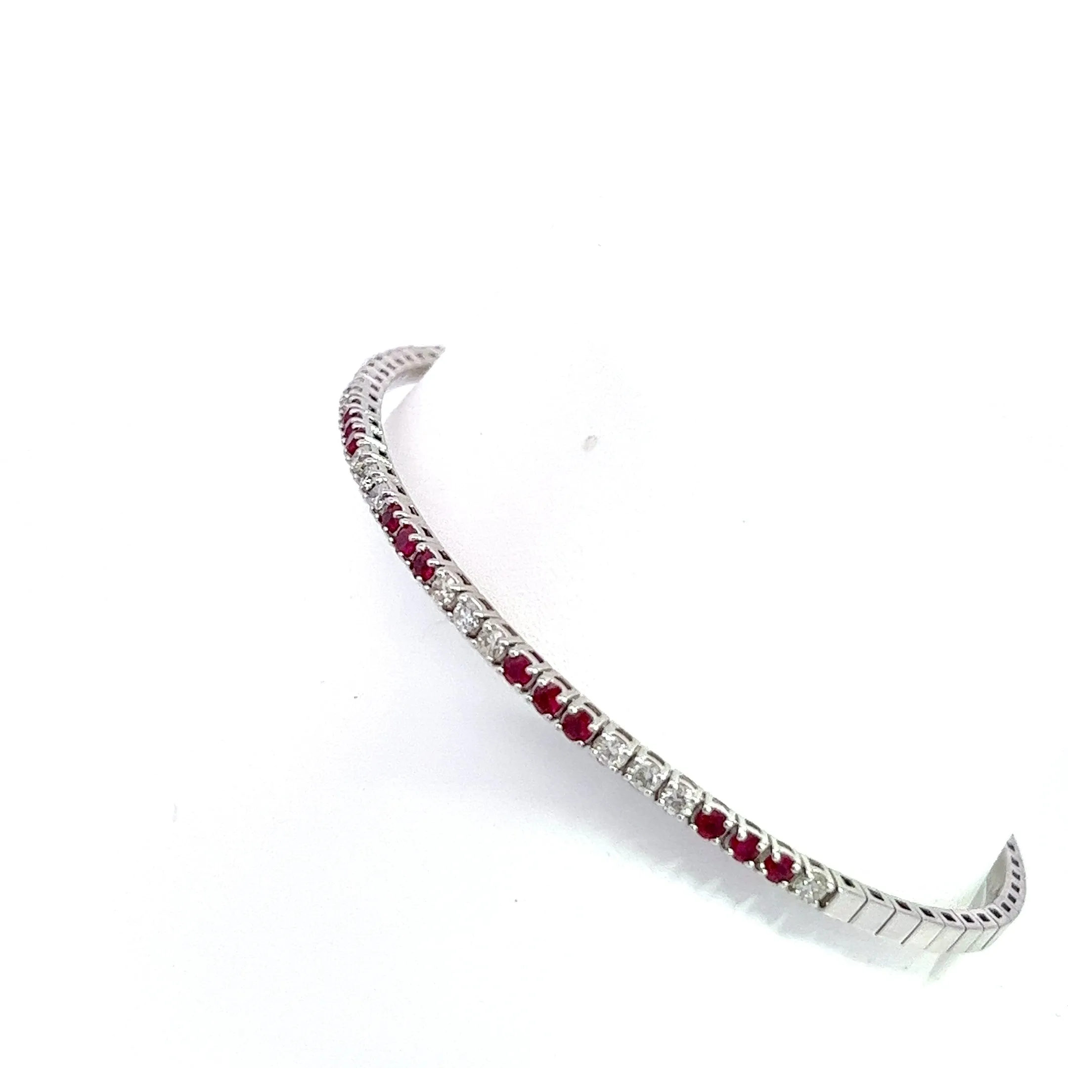 14kt White Gold Ruby and Diamond Bangle Bracelet