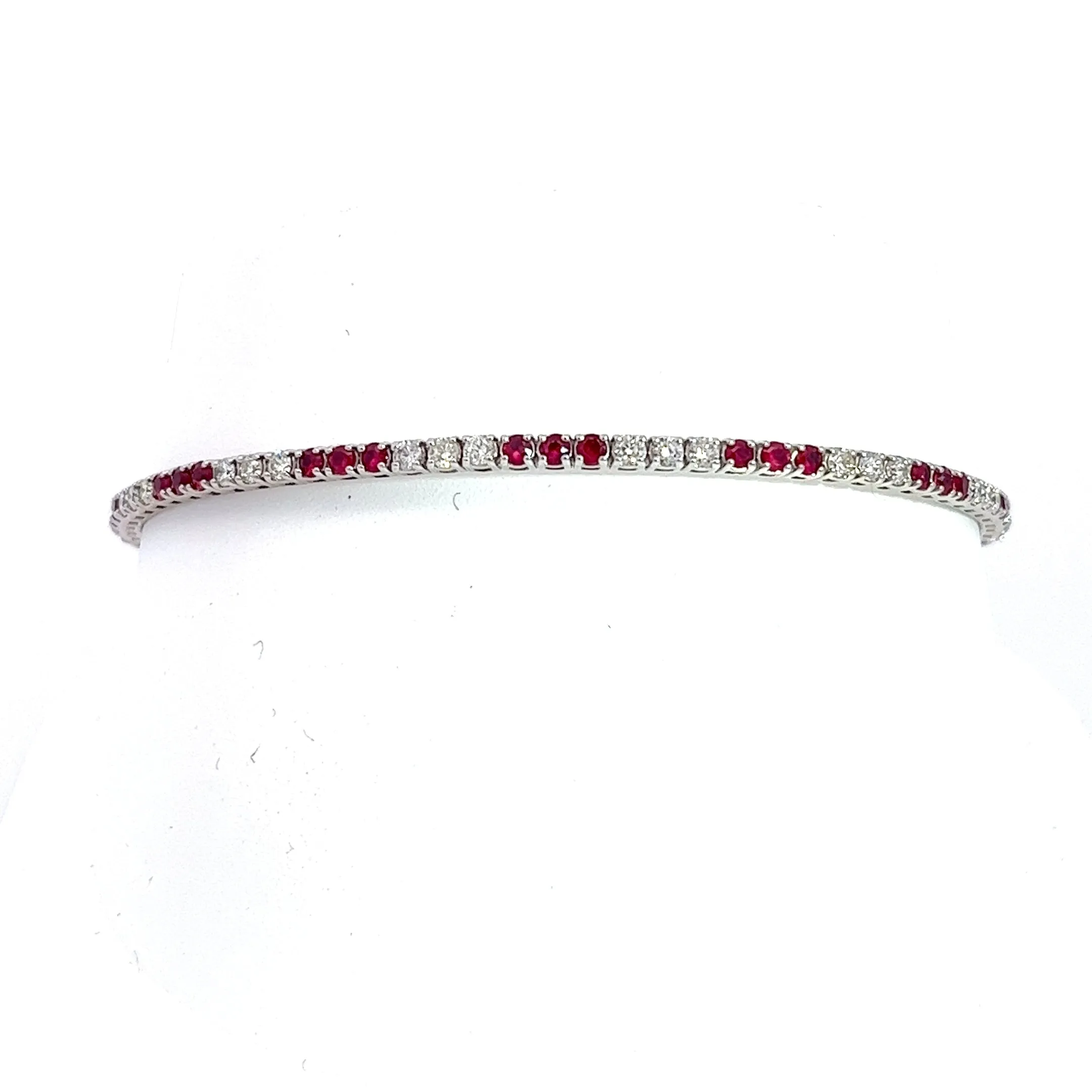 14kt White Gold Ruby and Diamond Bangle Bracelet