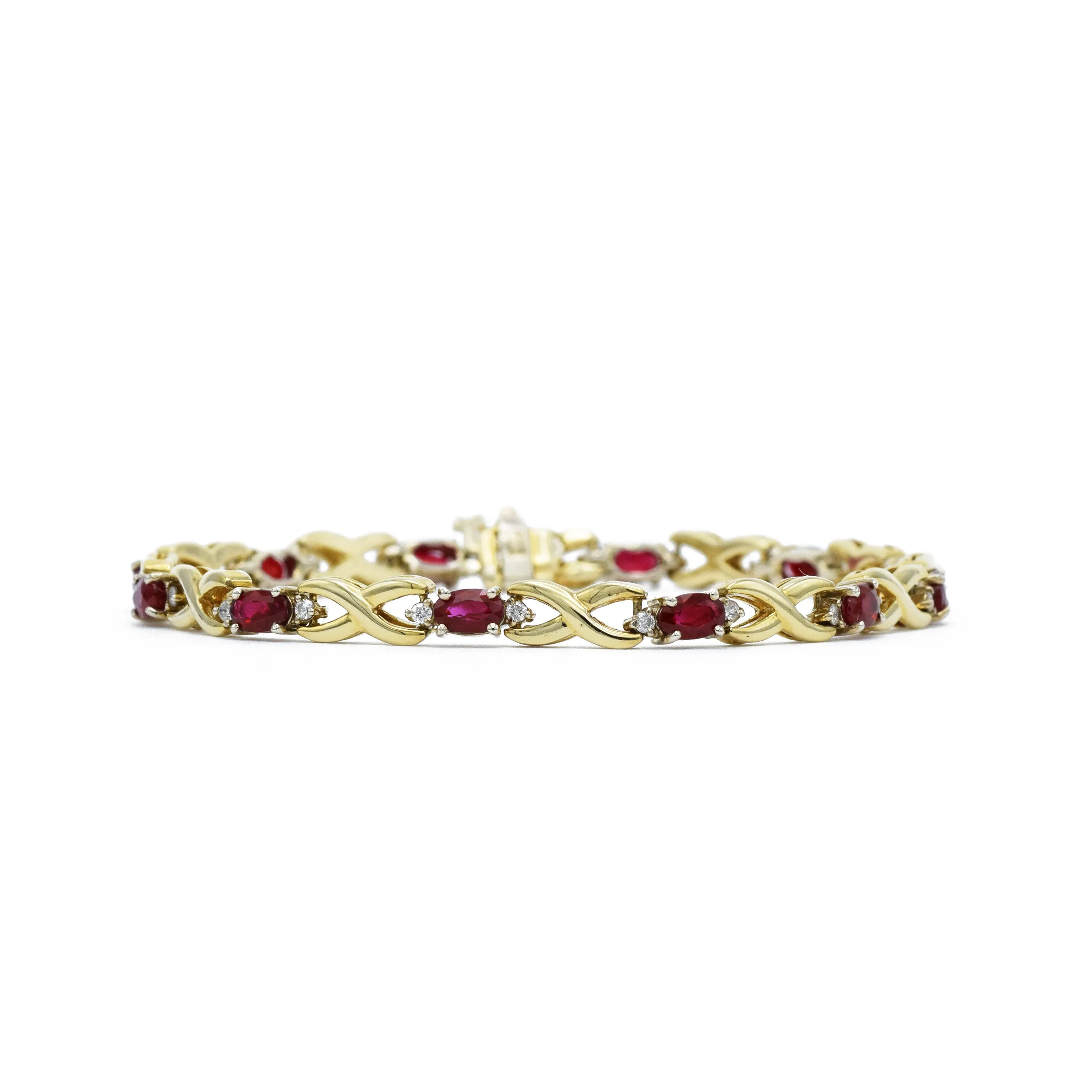 14KT Yellow Gold Ruby Infinity Bracelet