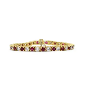 14KT Yellow Gold Ruby Tennis Bracelet