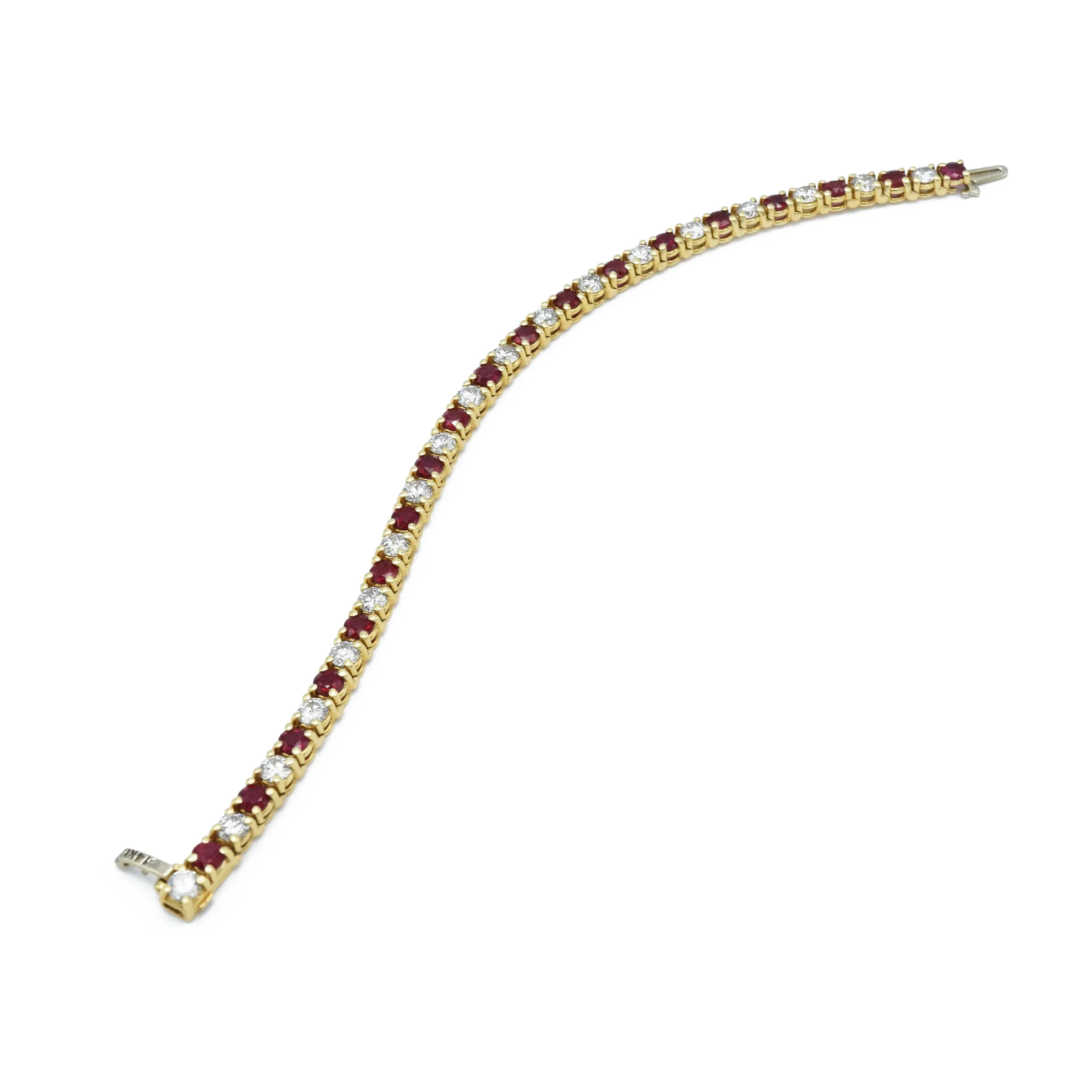 14KT Yellow Gold Ruby Tennis Bracelet