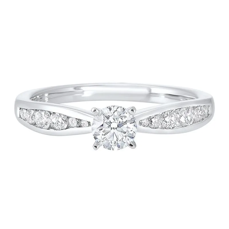 14KW C&C Channel Diamond Ring 3/4CT