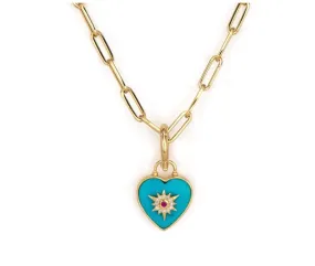 14KY Trust Your Heart Tablet Turquoise Charm Pendant