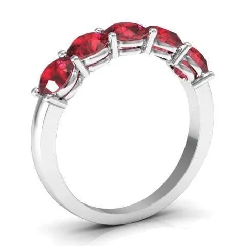 1.50cttw Shared Prong Ruby Five Stone Ring