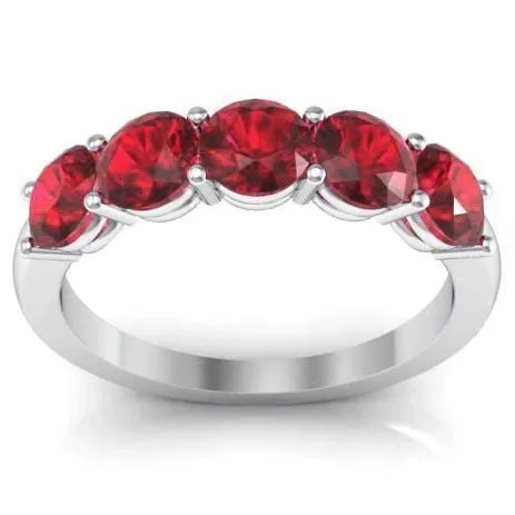 1.50cttw Shared Prong Ruby Five Stone Ring