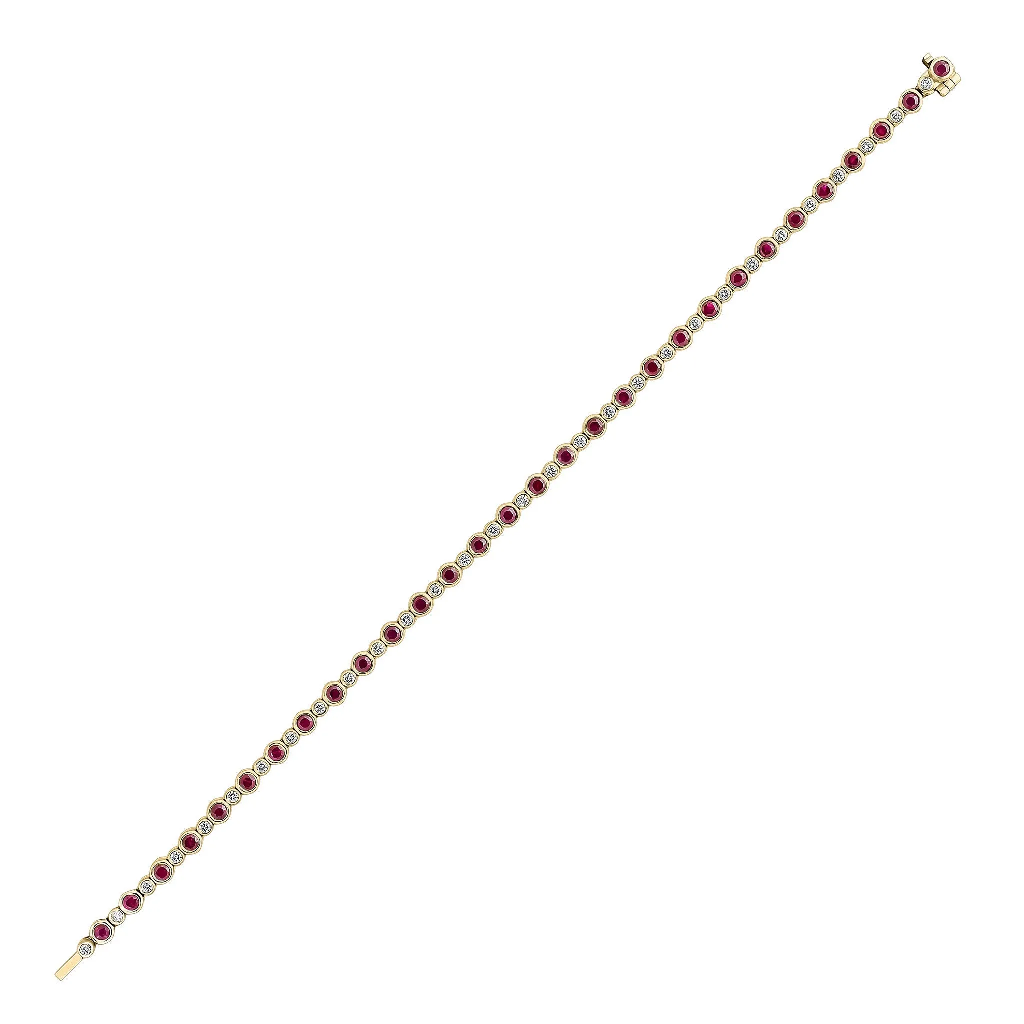 18ct Yellow Gold Round Ruby And Diamond Bracelet