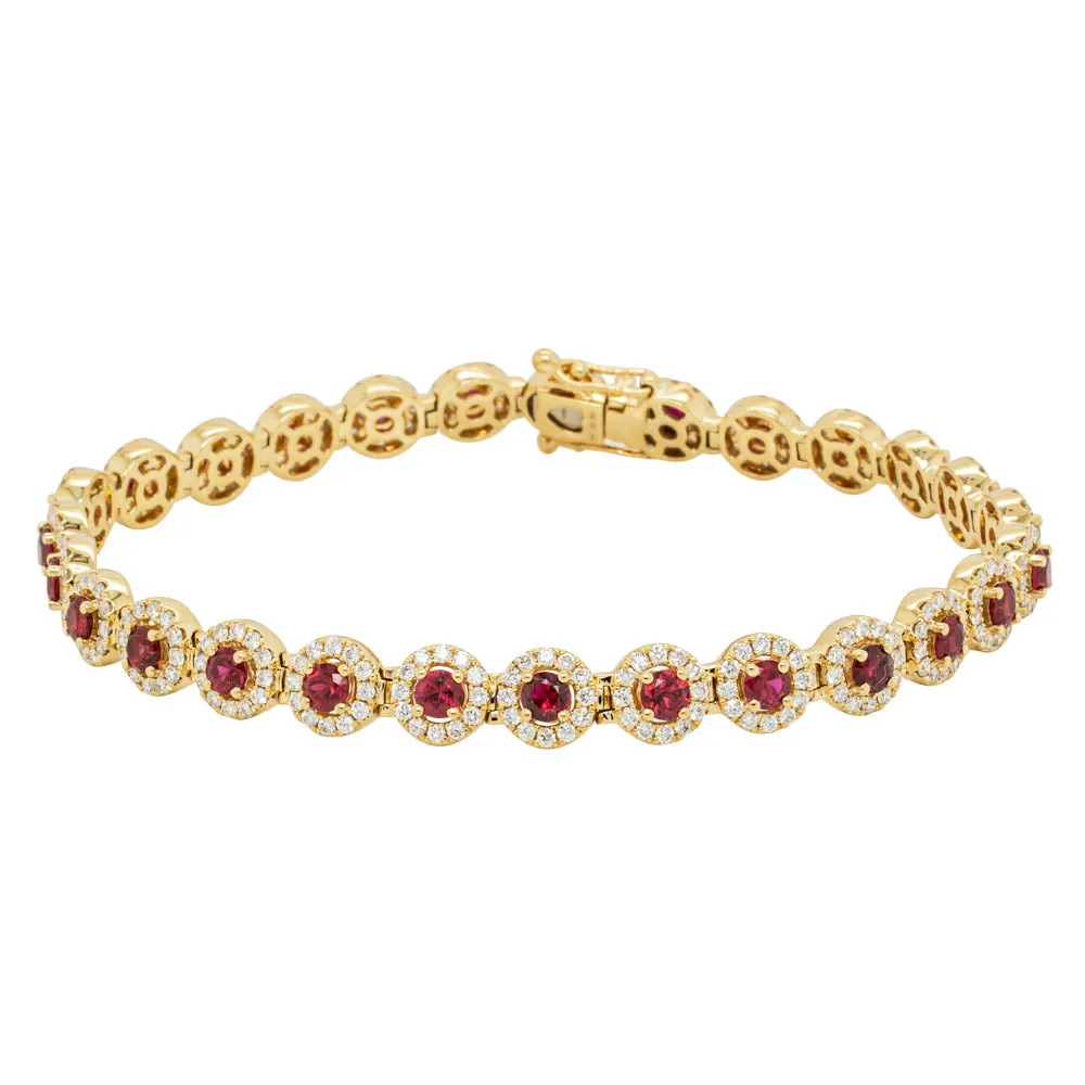 18ct Yellow Gold Ruby & Diamond Eclipse Bracelet