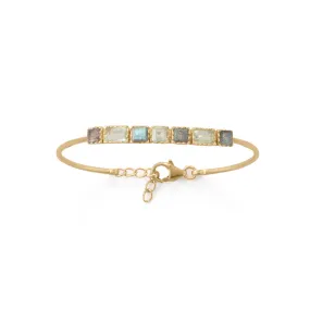 18k Gold Labradorite Multi Emerald Cut Bangle