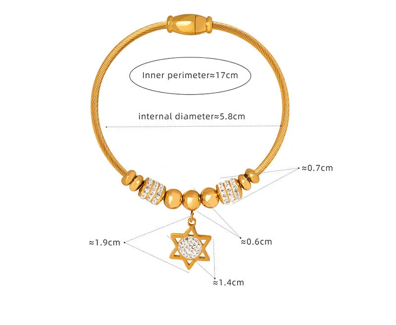 18K gold noble and dazzling love/star/round/six-pointed star/eyes/number 8/flower design bracelet