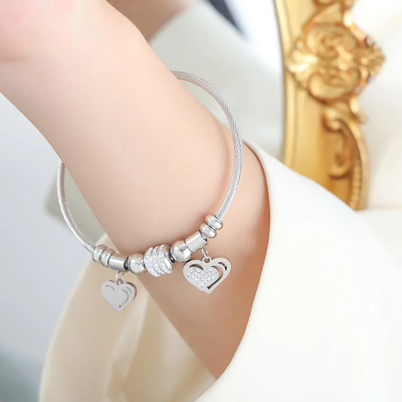 18K gold noble and dazzling love/star/round/six-pointed star/eyes/number 8/flower design bracelet