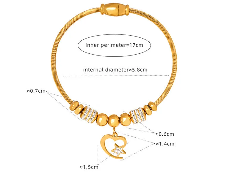 18K gold noble and dazzling love/star/round/six-pointed star/eyes/number 8/flower design bracelet