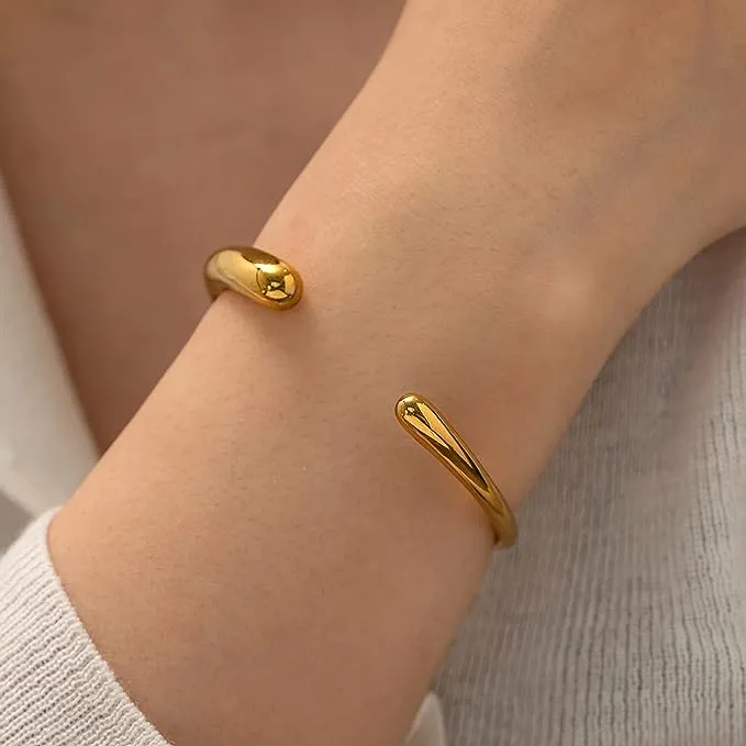 18k Gold Open Polished Cuff Bangle