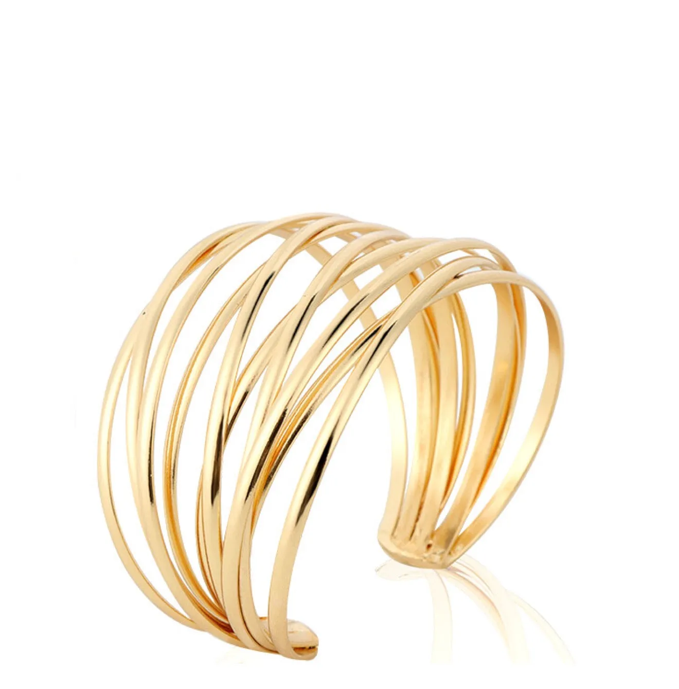 18K Gold Plated Multi Layer Cuff Bangle