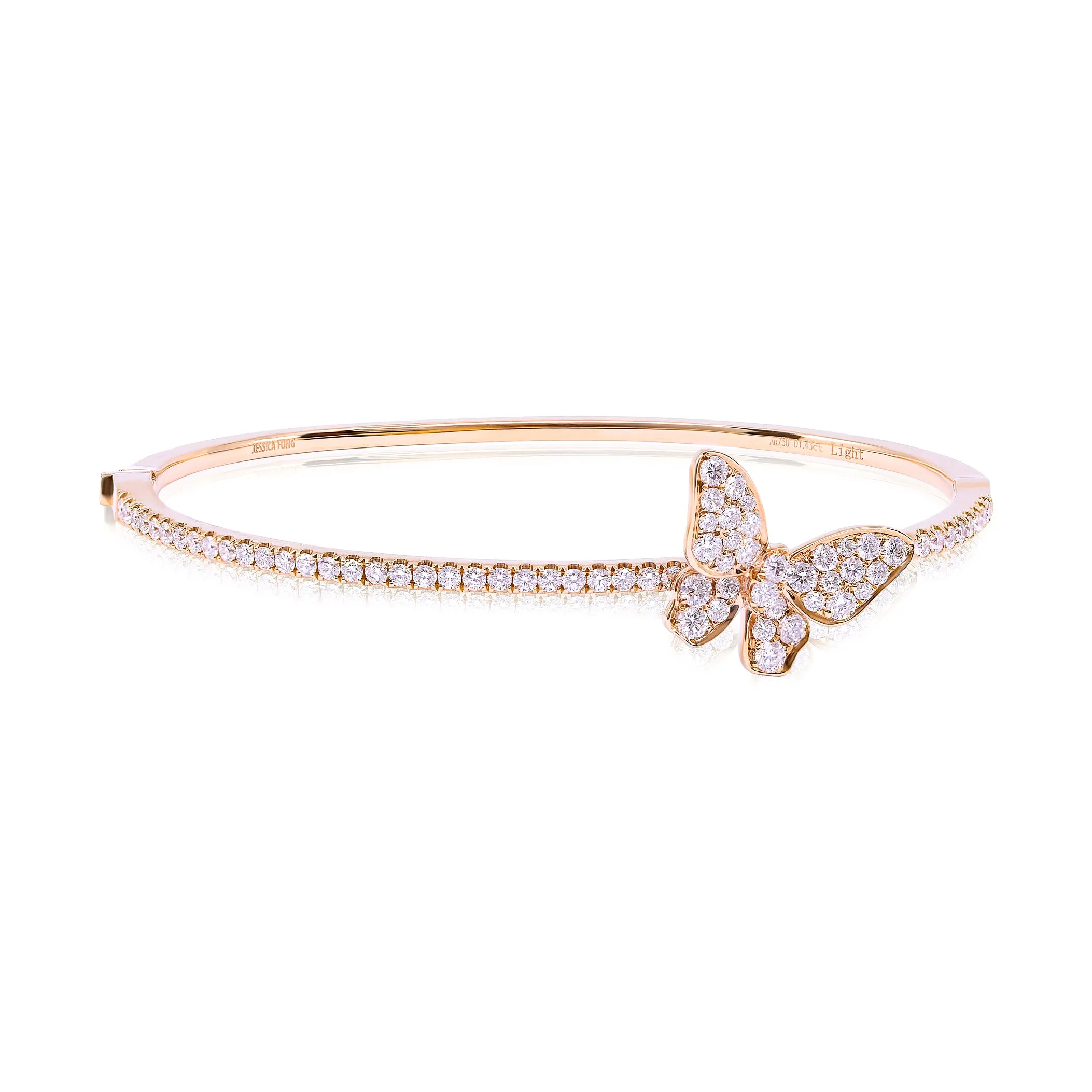 18K ROSE GOLD PAVE BUTTERFLY BANGLE BRACELET 1.43CTW