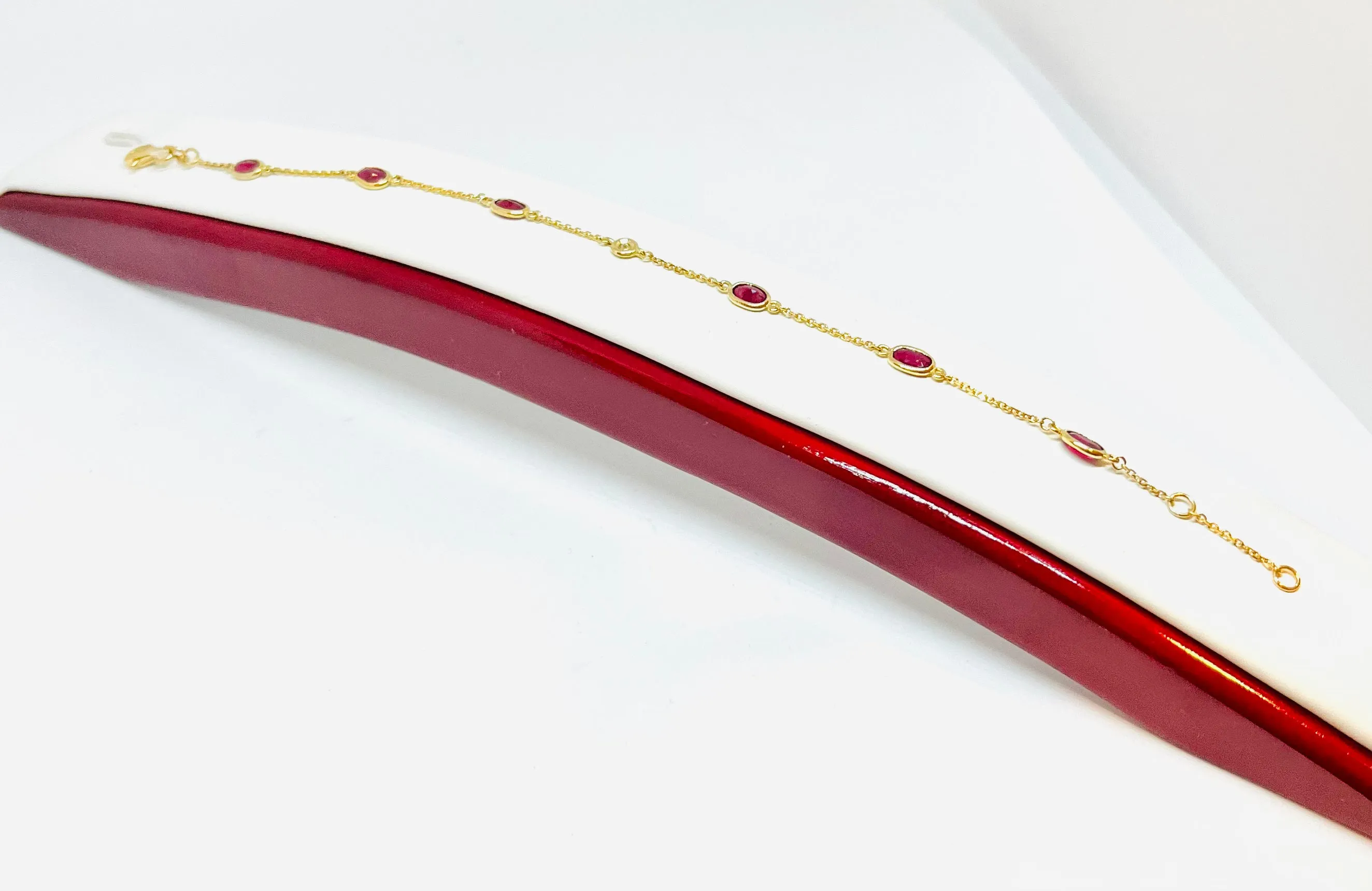 18k Yellow  Gold Ruby and Diamond Bracelet