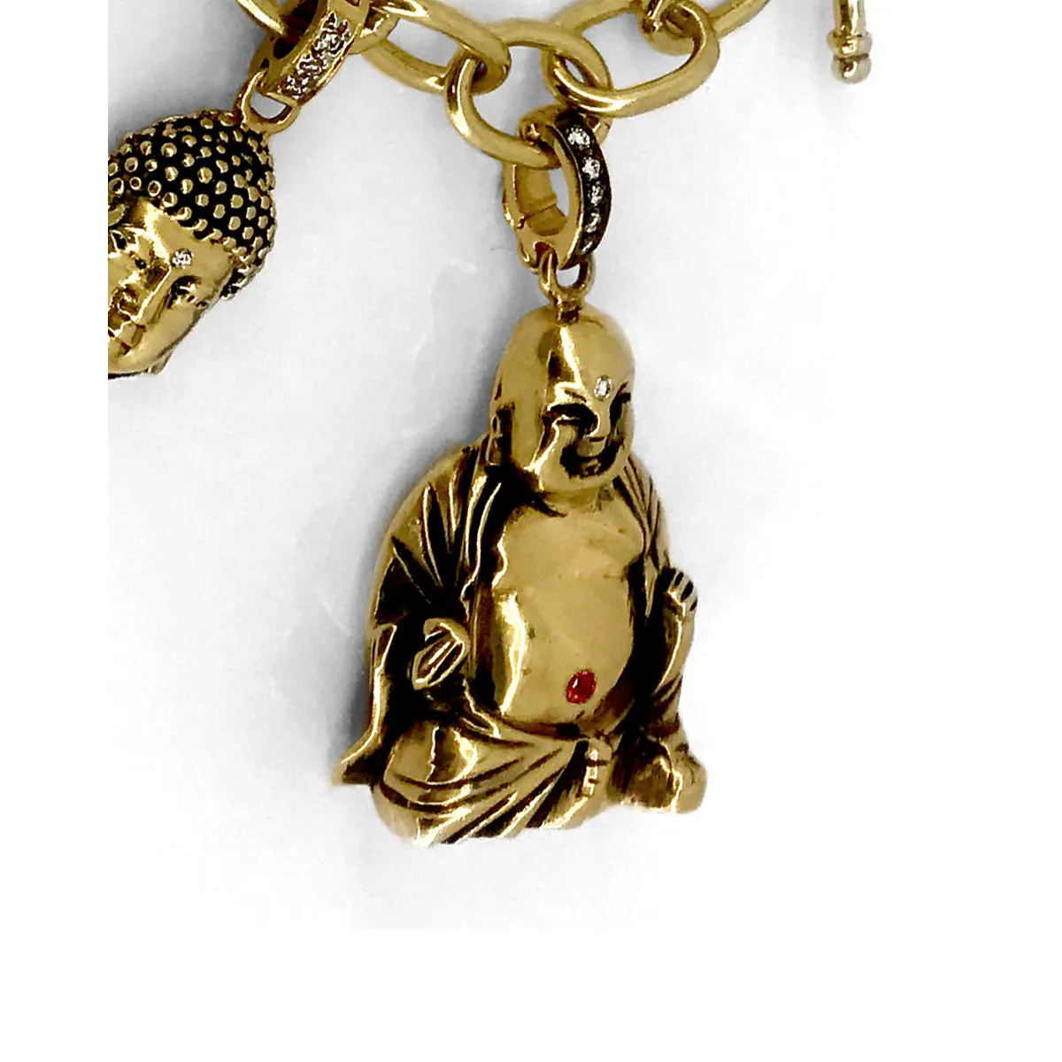 18kt Green Gold Laughing Buddha Charm