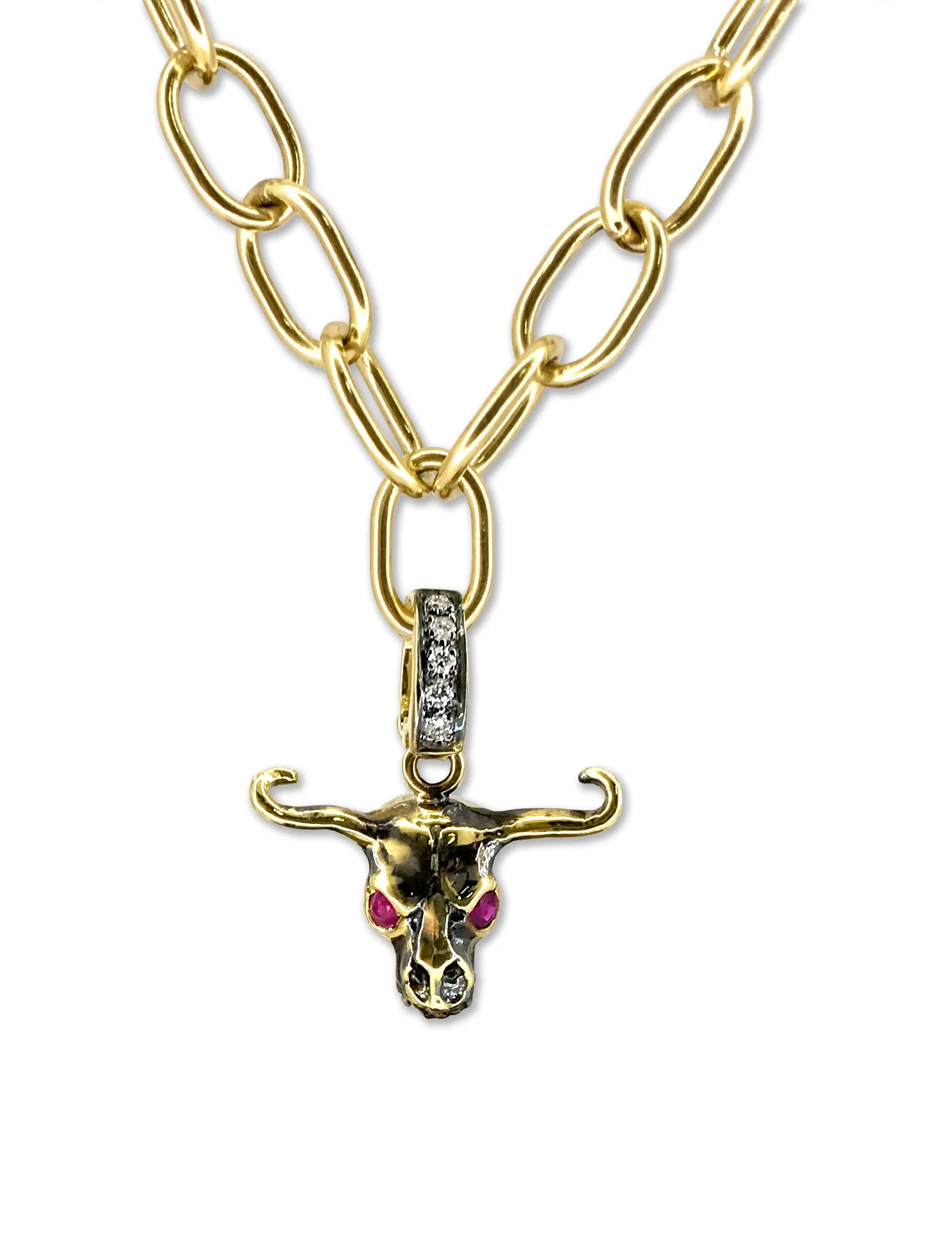 18kt Green Gold Mini Calf Skull Charm