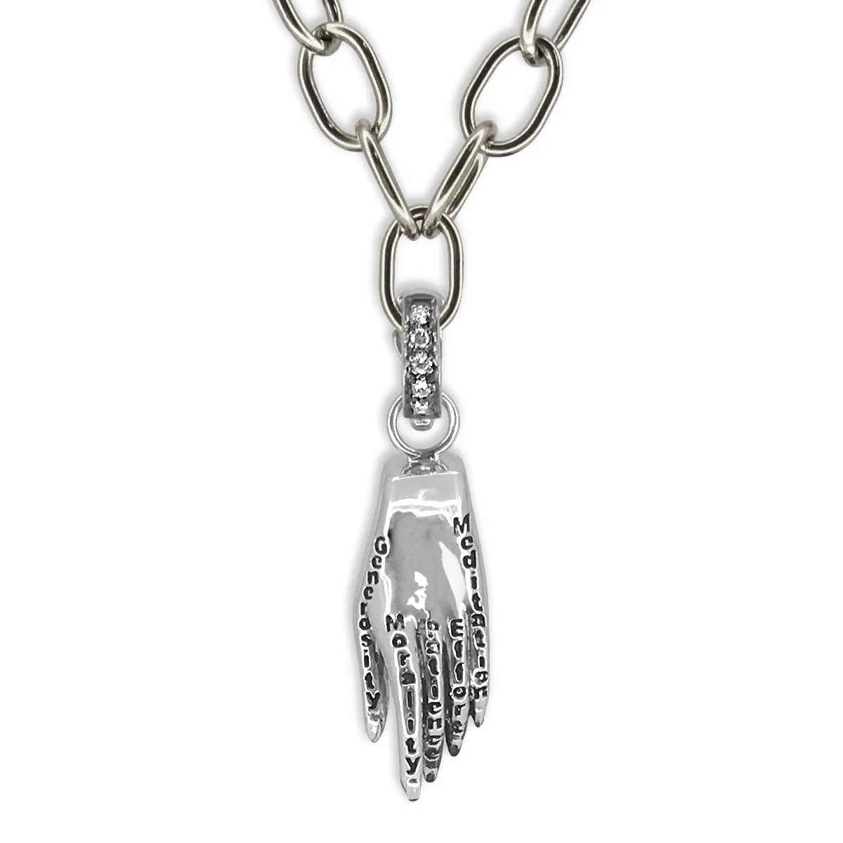 18kt White Gold Hand of Buddha Reversible Charm