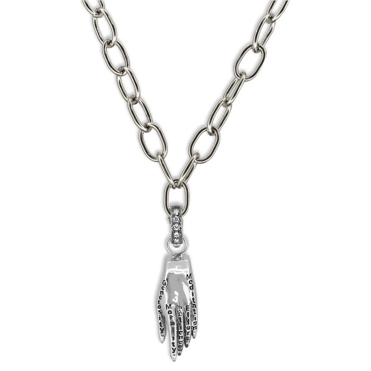 18kt White Gold Hand of Buddha Reversible Charm