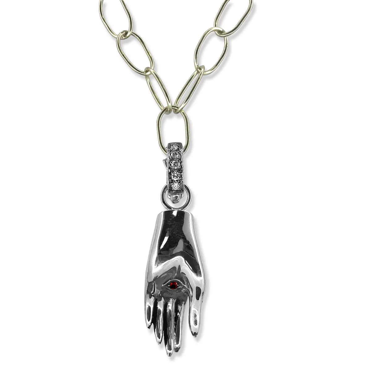 18kt White Gold Hand of Buddha Reversible Charm