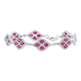 2.08ct Diamond & 6.70ct Ruby 14k White Gold Bracelet