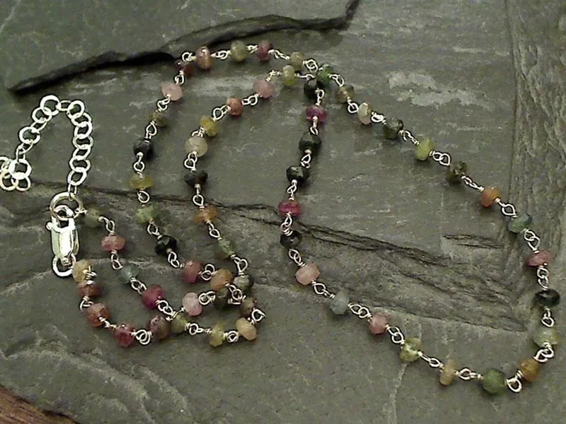 20" - 22" Tourmaline, Sterling Silver Necklace