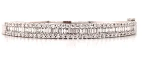 2.14ct tw Baguette and Round- cut Diamond White Gold Bangle Bracelet