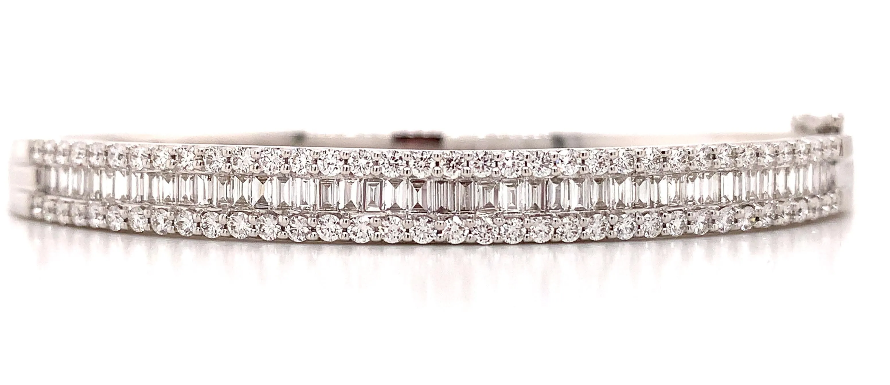 2.14ct tw Baguette and Round- cut Diamond White Gold Bangle Bracelet