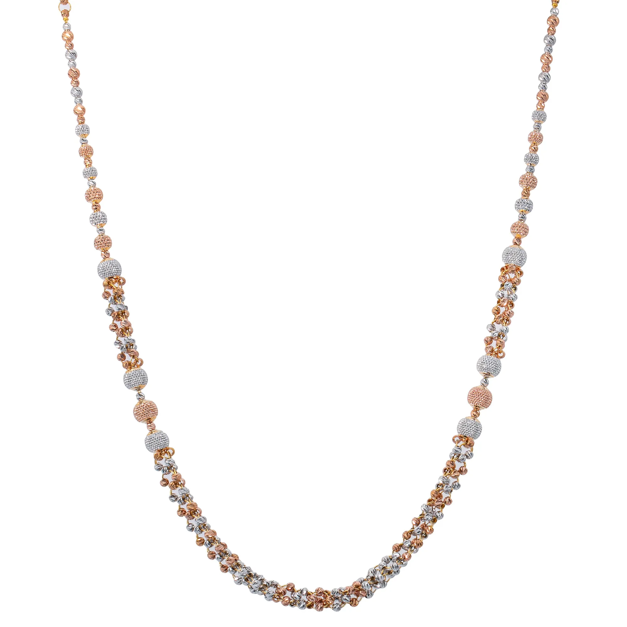 22K Multi-Tone Gold Beaded Necklace Set (51.8gm)